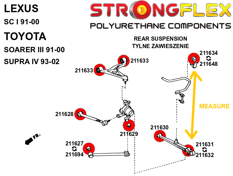 Strongflex Rear Suspension Polyurethane Bushing Kit for Lexus Strongflex Rear Suspension Polyurethane Bushing Kit for Lexus
